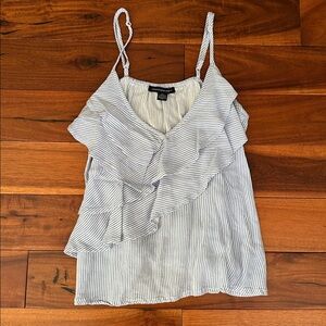 NWOT Blue and White Ruffle Tank